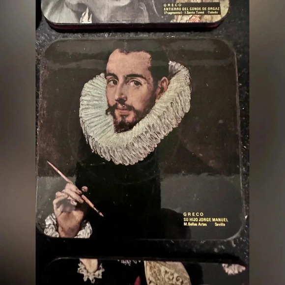 Vintage Coasters: GRECO Coaster Set with Renaissance Art Designs - Picture 4 of 8